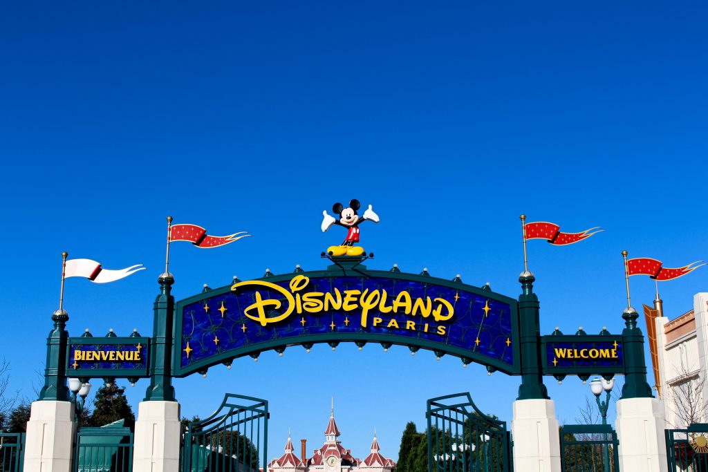 Paris, France - November 22, 2015: This is the entrance to Disneyland Paris in France.